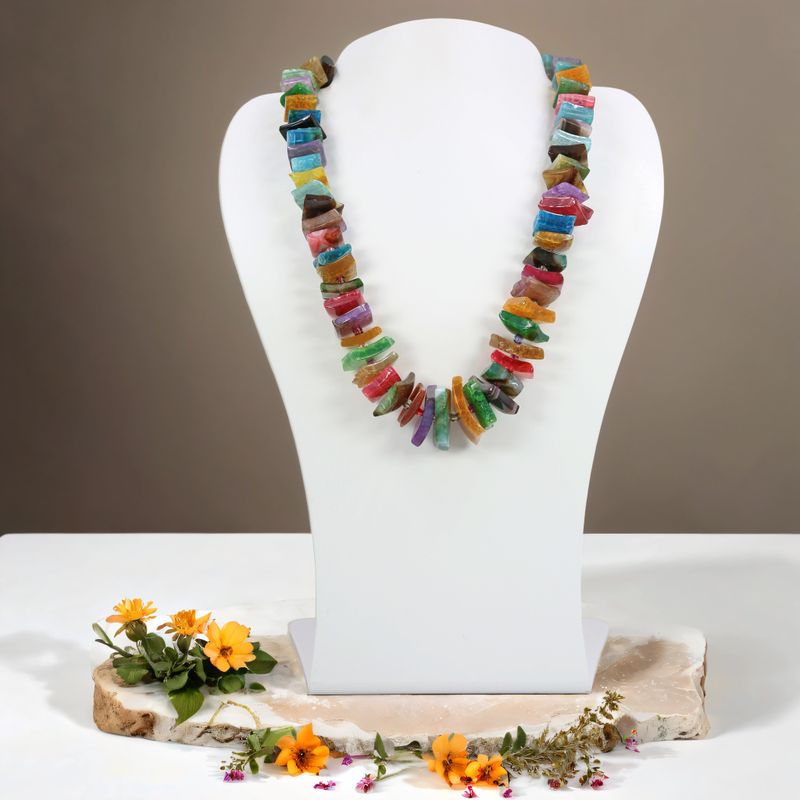 Multi-Colored Agate Beaded Necklace