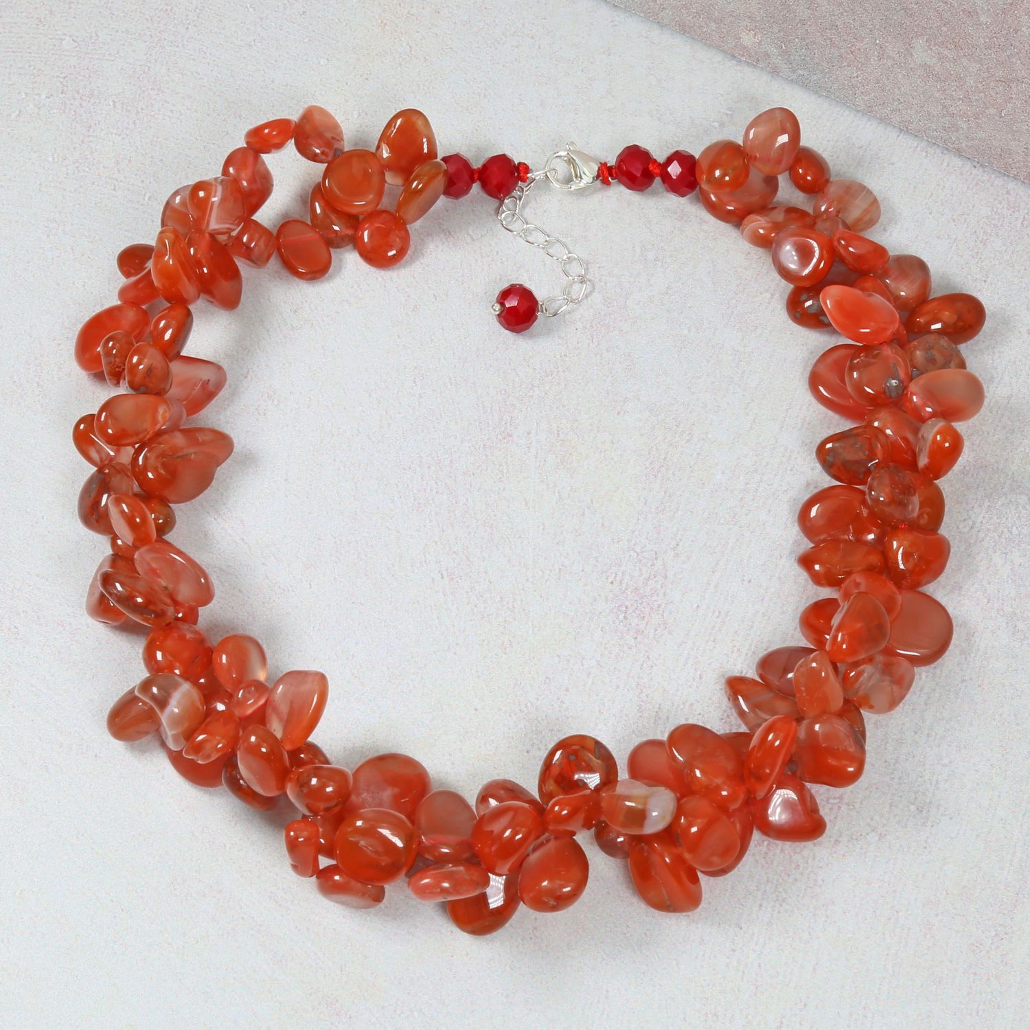Red Agate Torsade Necklace