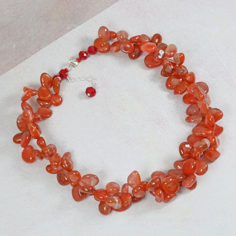 Red Agate Torsade Necklace