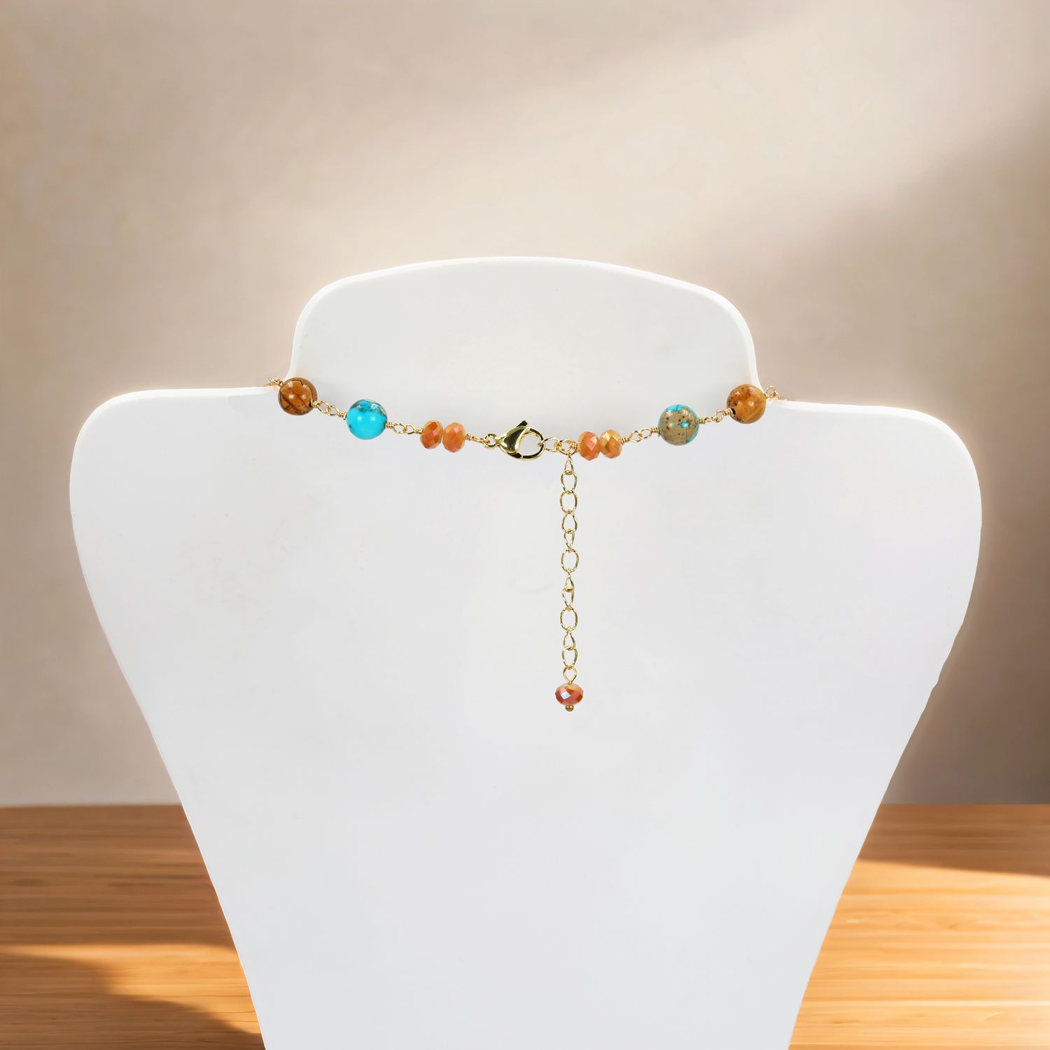 Gold Stone Linked Necklace