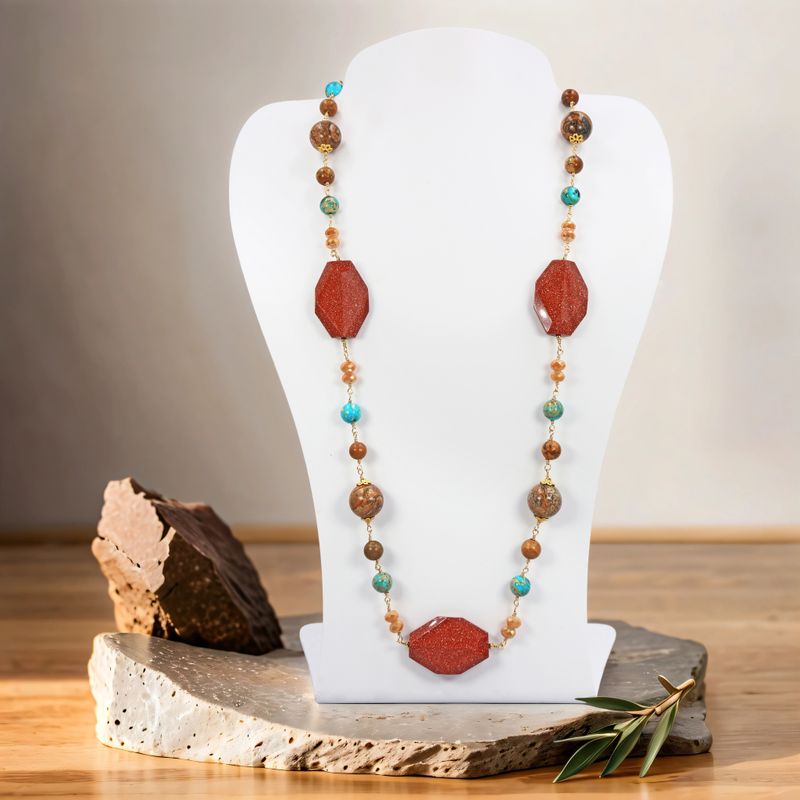 Gold Stone Linked Necklace