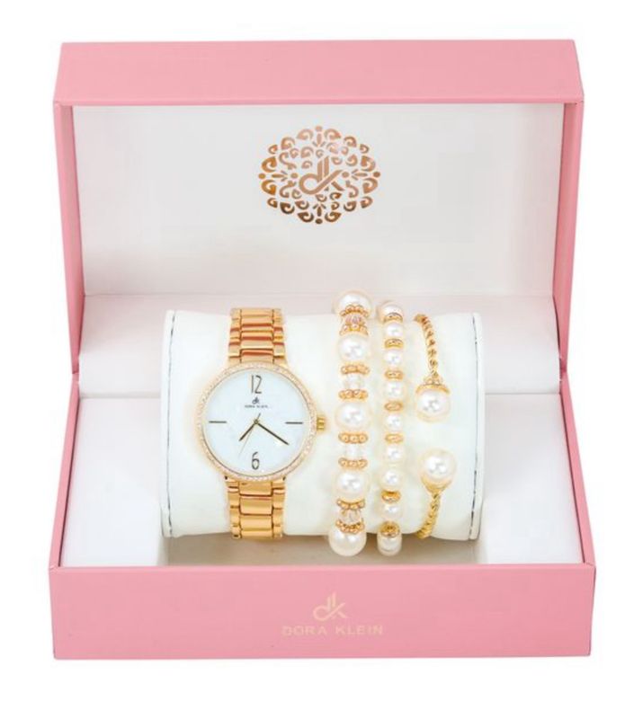 Dora Klien Gold and Pearl Watch set
