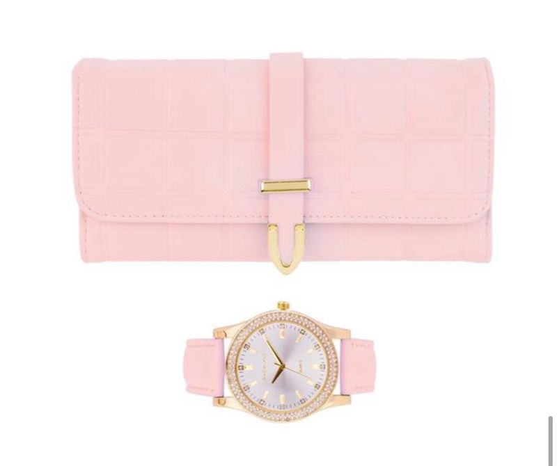 Ladies Pink Wallet and Marching Watch Set
