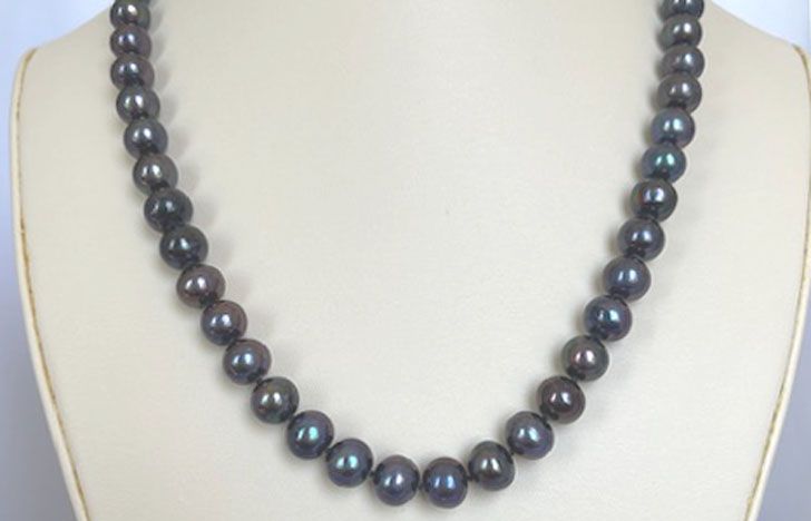 Peacock pearl necklace with heart toggle clasp 10mm-20&quot;