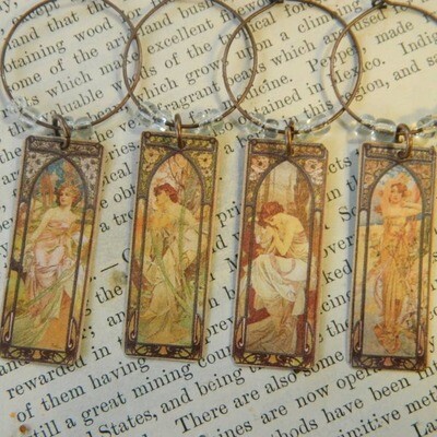 Wine Charms Mucha Times of the Day Series (Set of 4 Charms)