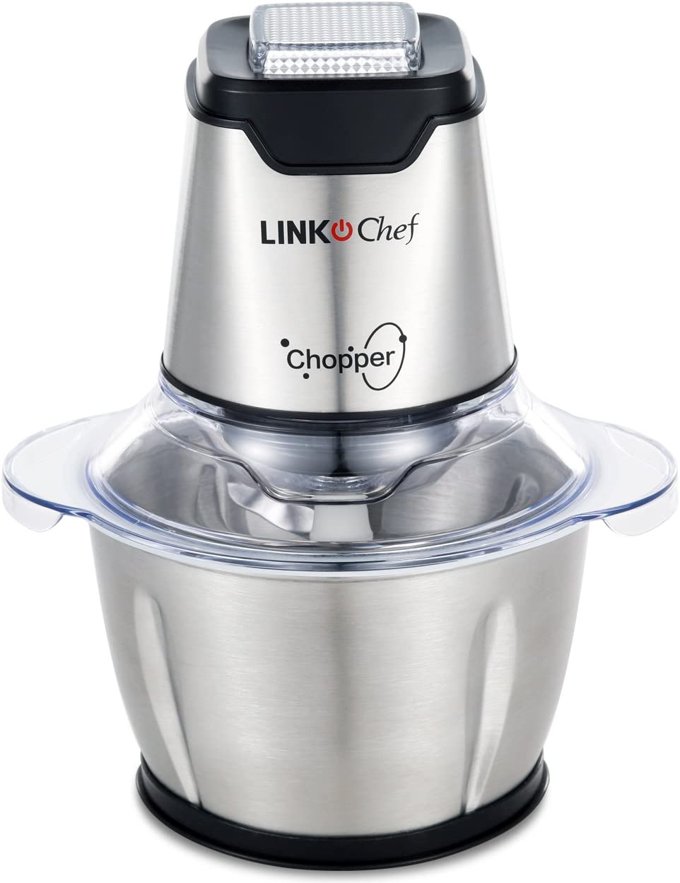 Mini Food Chopper LINKChef Food Processor Onion Vegetable Garlic Chopper Electric 4 bi-level blades 1.2L Robust Stainless Steel Bowl with 500ml Food Capacity Silver/ Black(FC-5125)- 3 Year Warranty (S