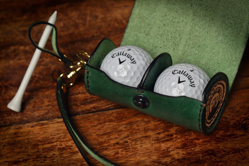 Golf ball leather pouch