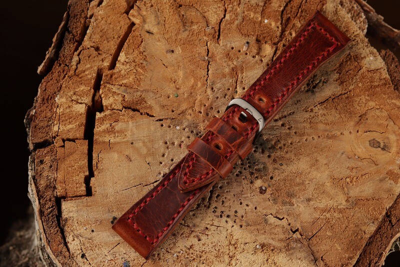 Leather watch strap