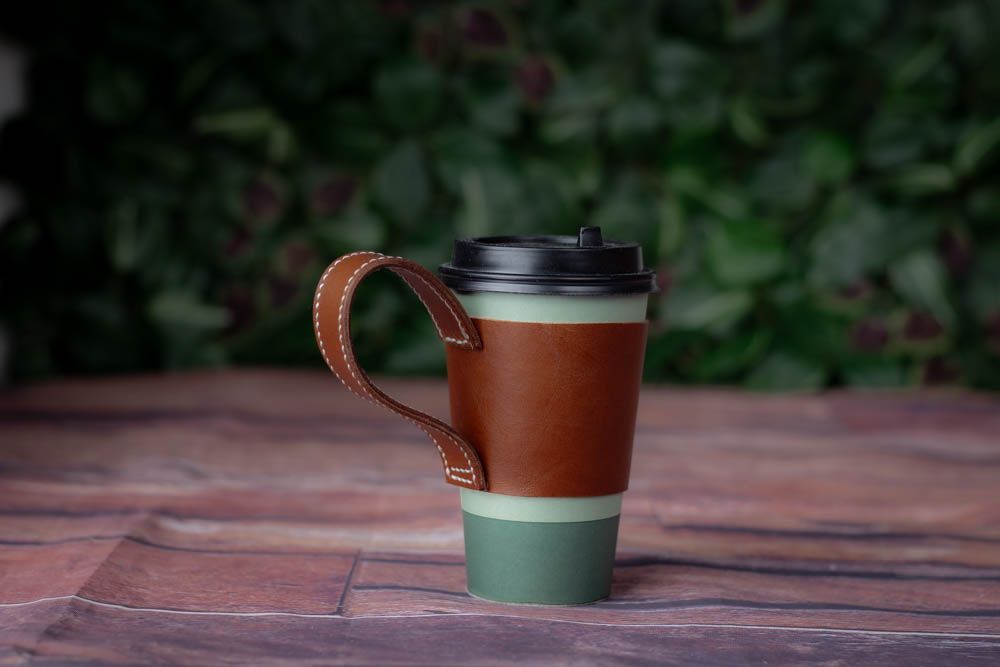 Kaffehållare i läder