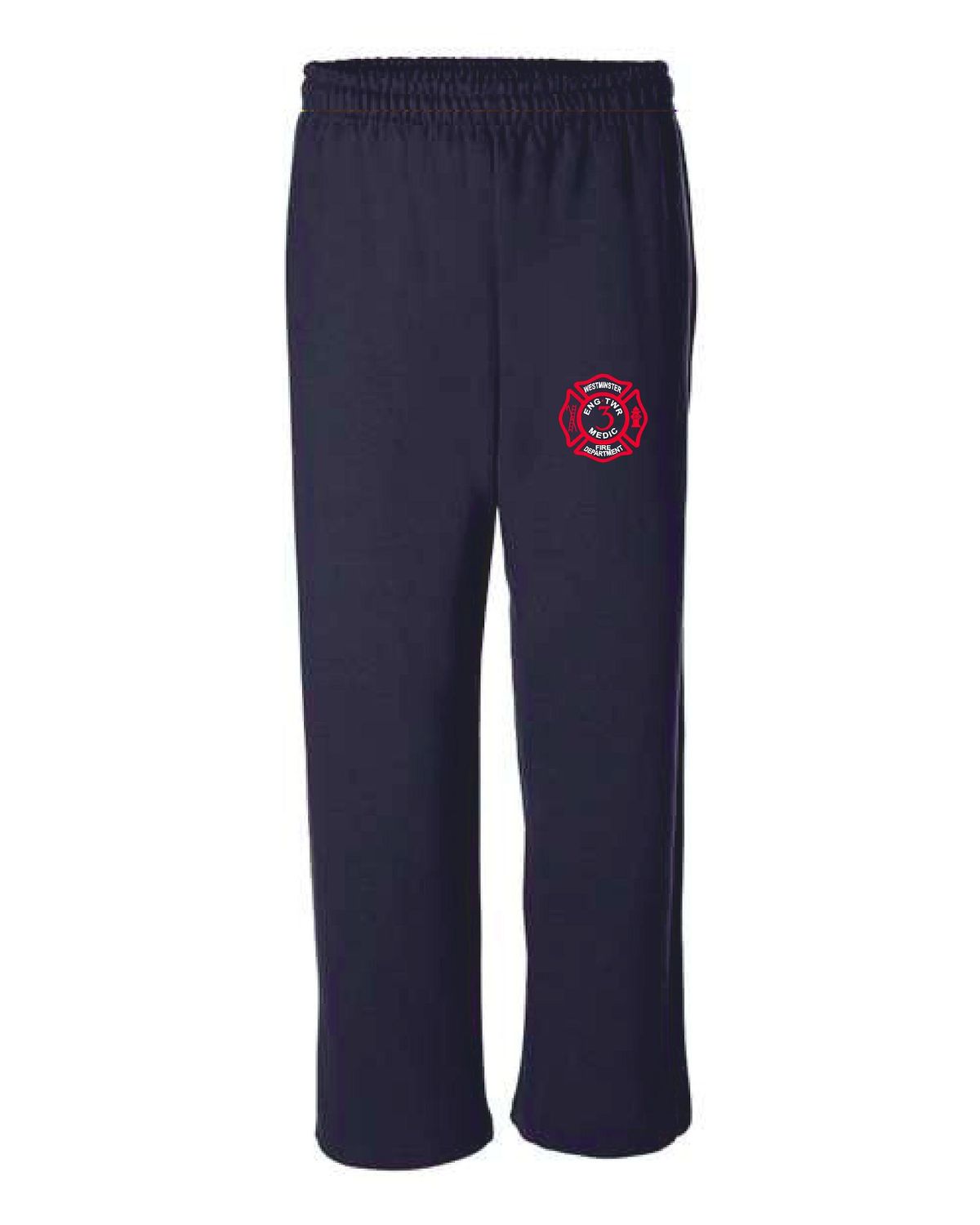 Gildan Heavy Blend no-pocket sweatpants in Navy Screen Printed