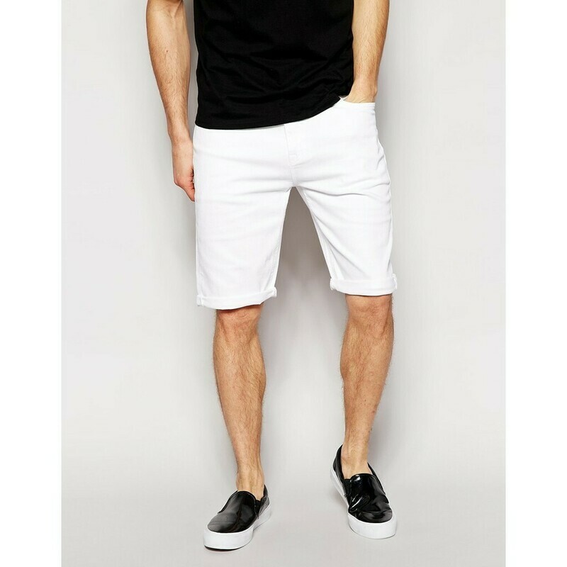 Big fly mens white denim shorts for men