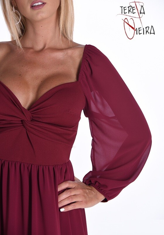 Vestido Bordeaux elegante Teresa Vieira