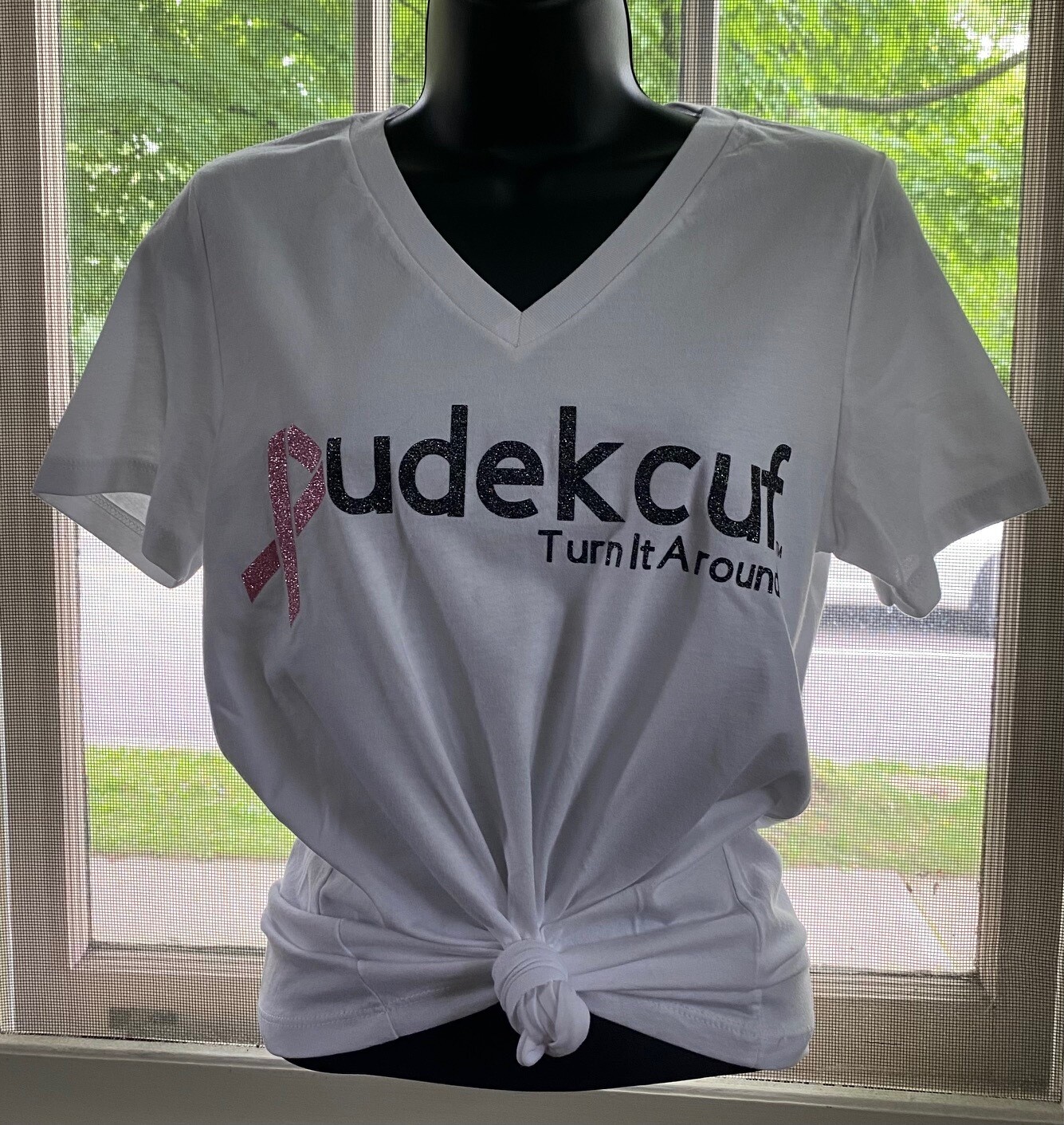 Pudekcuf™ Pink Glitter w/Ribbon &quot;P&quot;