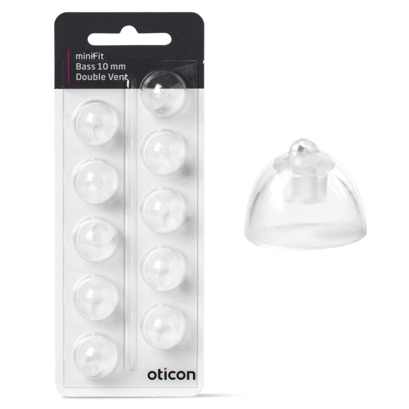 Oticon miniFit 10mm Bass Domes - Double Vent - 10pk