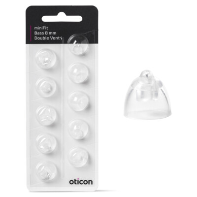 Oticon miniFit 8mm Bass Domes - Double Vent - 10pk
