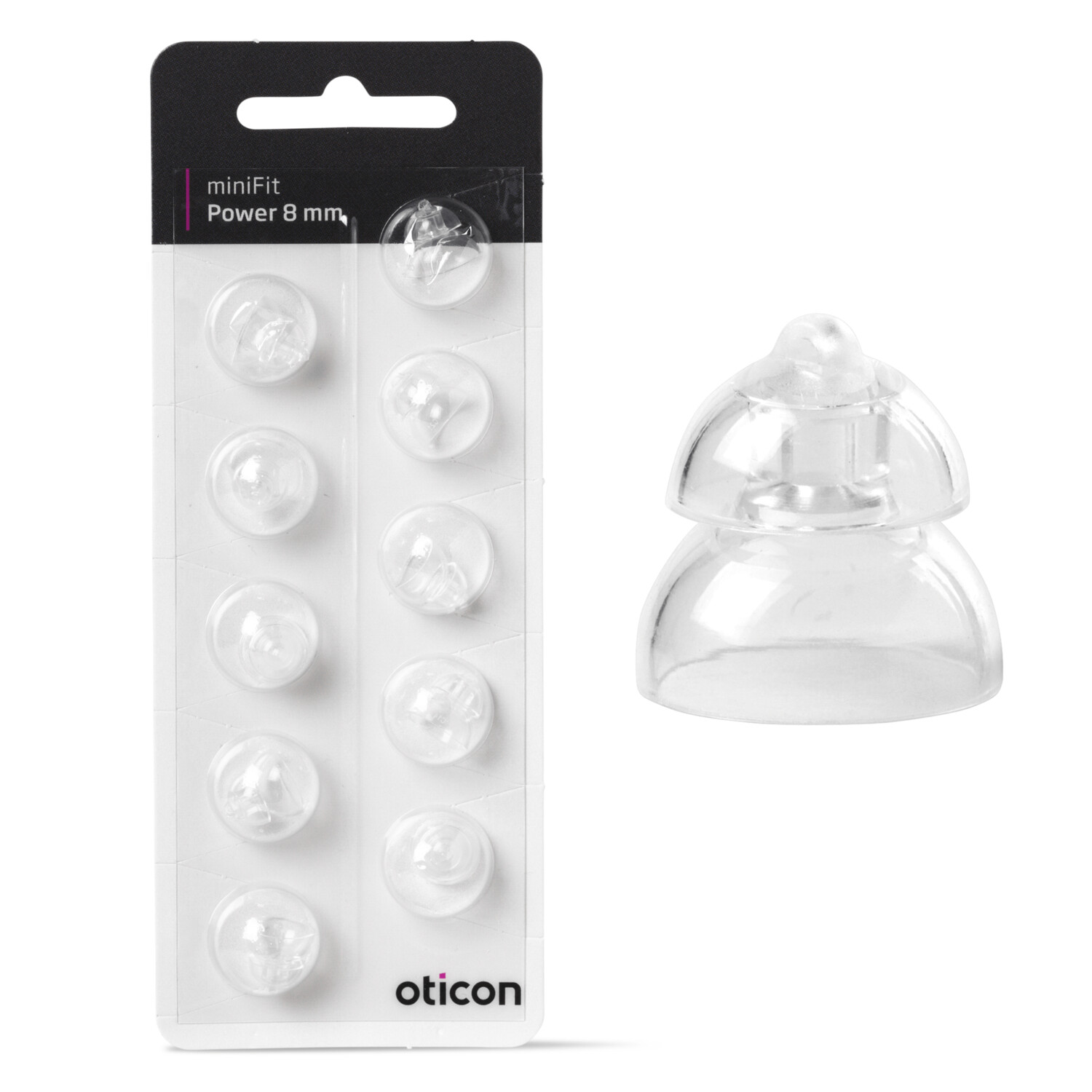 Oticon miniFit 8mm Power Domes - 10pk