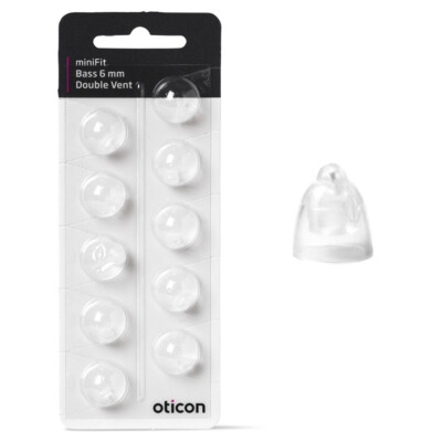 Oticon miniFit 6mm Bass Domes - Double Vent - 10pk
