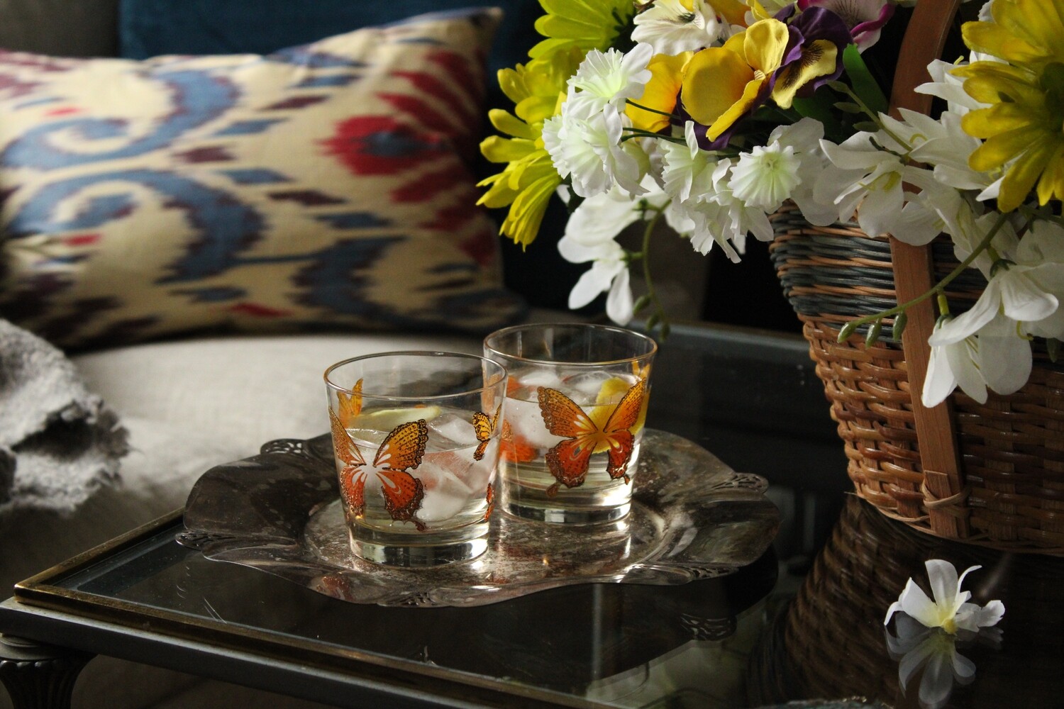 A Pair of Vintage Butterfly Rocks Glasses