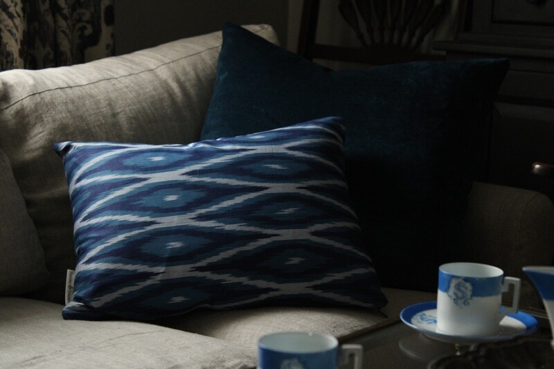 Blue Ikat Lumbar Pillow