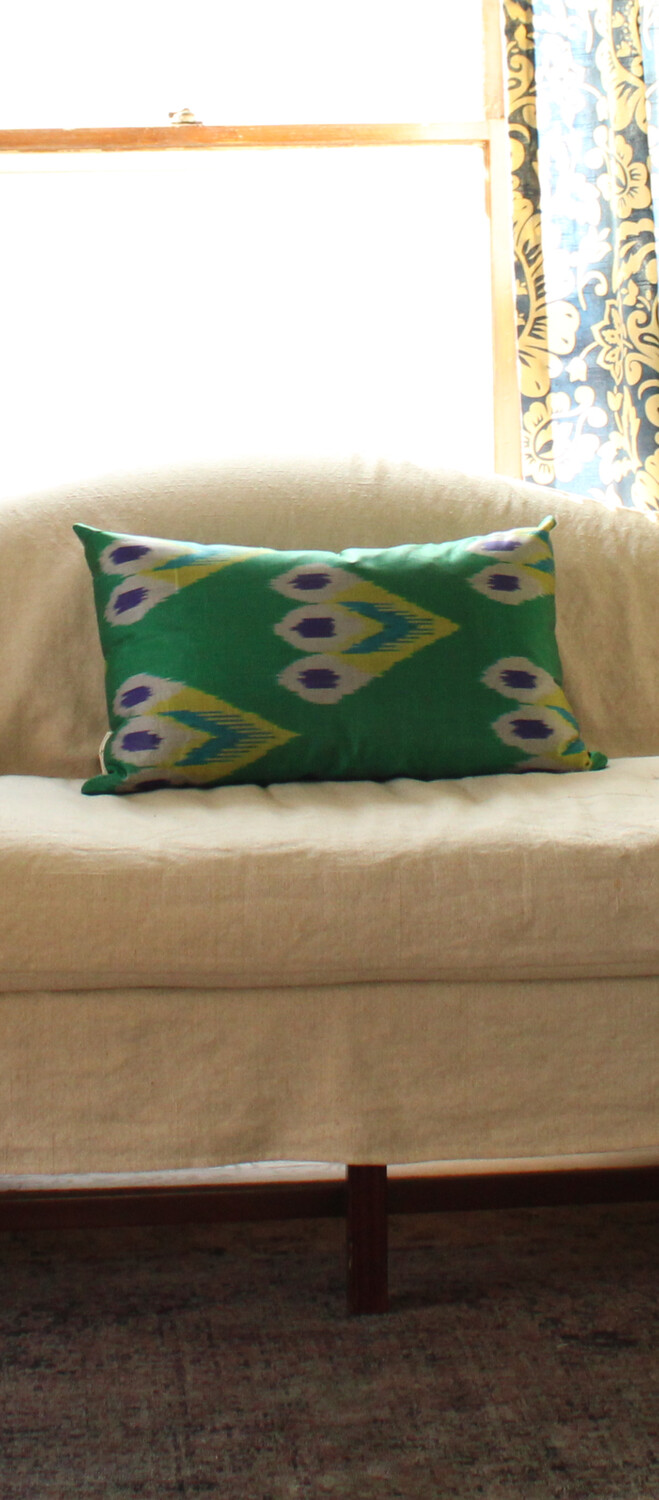 Ikat Pillow in Peacock Colors