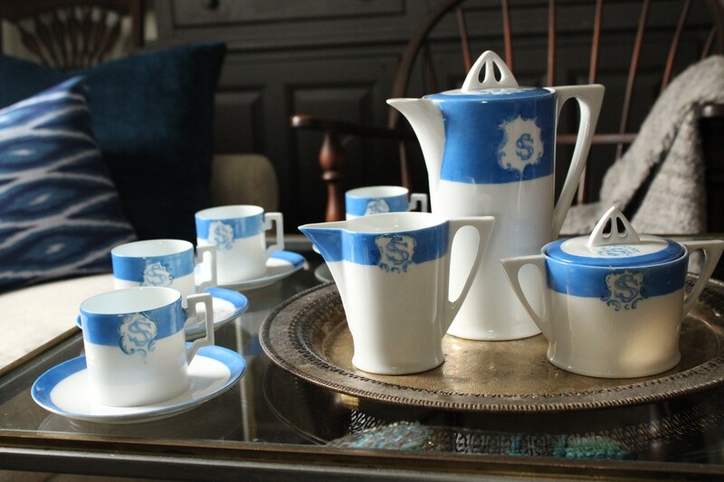 Royal Thomas Monogrammed Vintage Chocolate Pot/Tea Service 26 Pieces