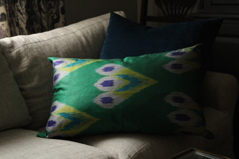 Ikat Pillow in Peacock Colors