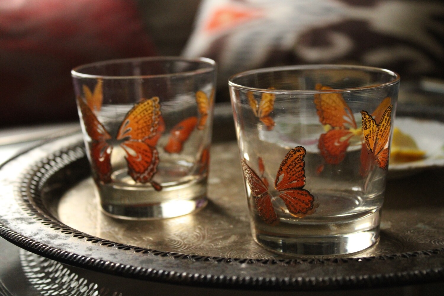 A Pair of Vintage Butterfly Rocks Glasses