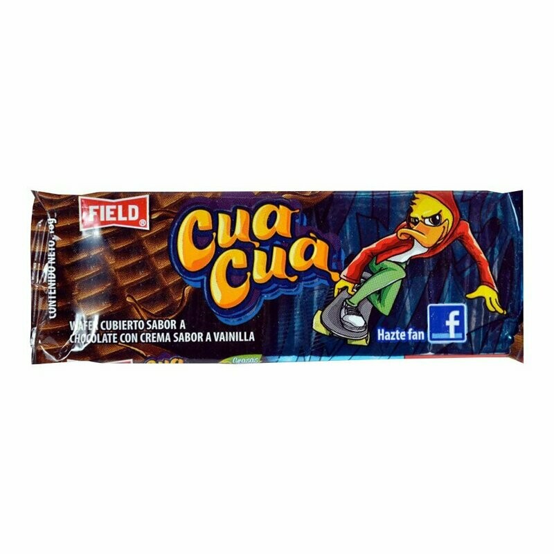 Wafer bañado chocolate CUA CUA. 18 g.
Schokoladen Waffelkeks aus peru