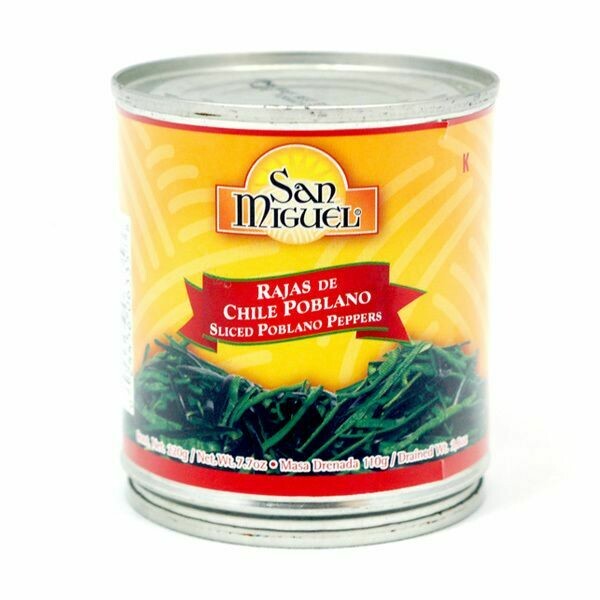 Rajas de Chile Poblano San Miguel 220 g Chili Poblano in Streifen  San Miguel 220 g Rajas de Chile Poblano San Miguel 220 g Chili Poblano in Streifen  San Miguel 220 g