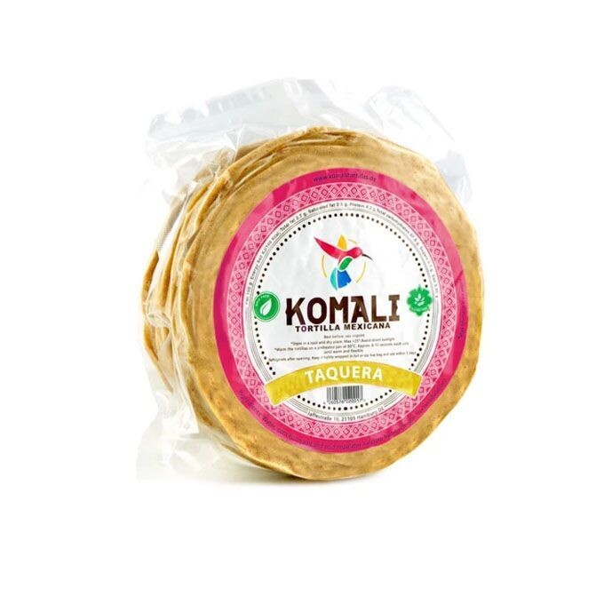 Tortillas de Maiz Taquera Komali 12 cm 500 g (26 piezas)
Gelbe Maistortillas Komali natürlich glutenfrei 12 cm 500 g (ca. 26 St.)