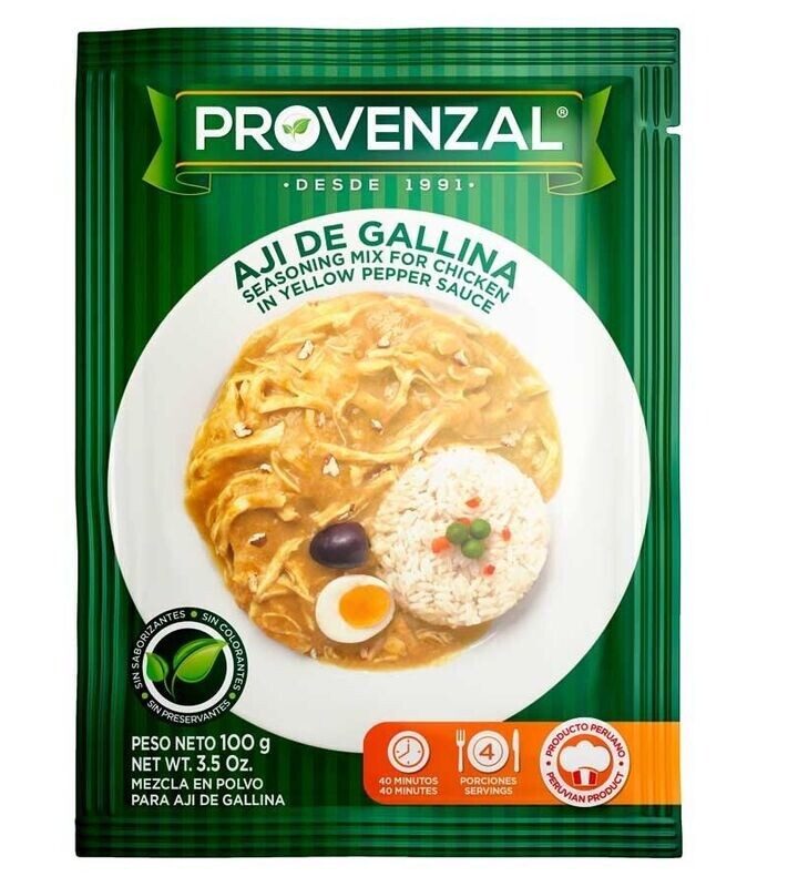Base Provenzal de Ají de Gallina 100 g. Gewürzmischung für Aji de Gallina 100g. Base Provenzal de Ají de Gallina 100 g. Gewürzmischung für Aji de Gallina 100g.