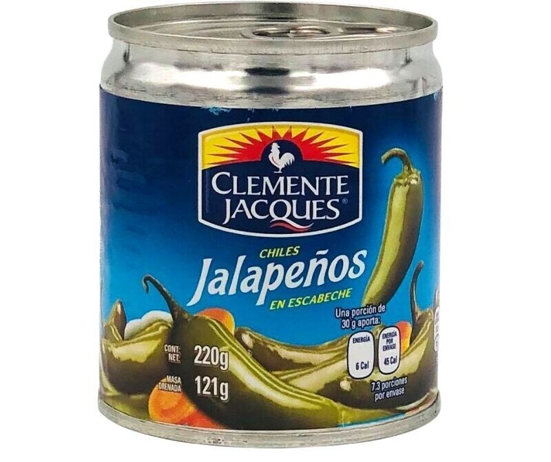 Rajas de jalapenos en escabeche 220 g Chili Jalapeno in Streifen 220 g Clemente Jacques Rajas de jalapenos en escabeche 220 g Chili Jalapeno in Streifen 220 g Clemente Jacques