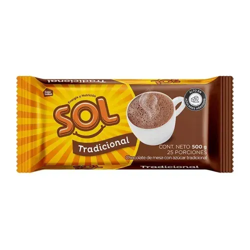 Chocolate Sol Tradicional 500gr Trinkschokolade aus Kolumbien, 100% Kakao, Chocolate Sol Tradicional 500gr Trinkschokolade aus Kolumbien, 100% Kakao,