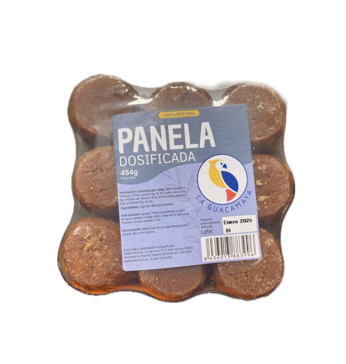 Panela Fraccionada Pack 9 unidades Rohrzucher  9 Stück  454g La Guacamaya