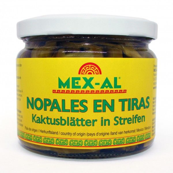 Nopales, Kaktusblätter in Streifen in Salzlake, 300g Glas