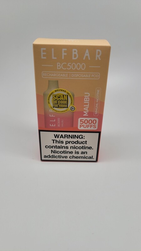 ElfBar BC5000 Disposable Malibu (no exchanges or returns on sale products) ElfBar BC5000 Disposable Malibu (no exchanges or returns on sale products)