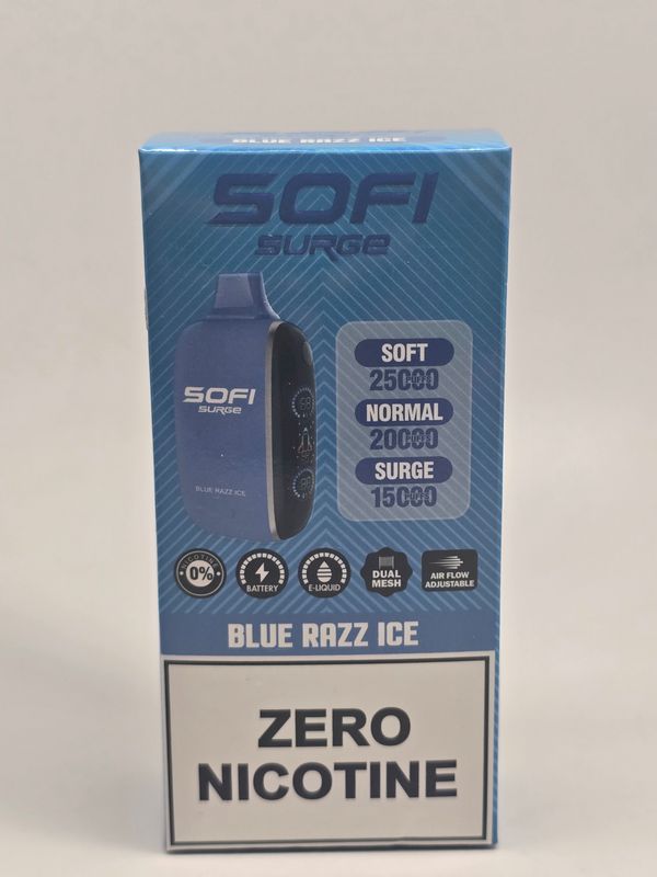 Sofi Surge 25k Zero Nicotine Blue Razz Ice 