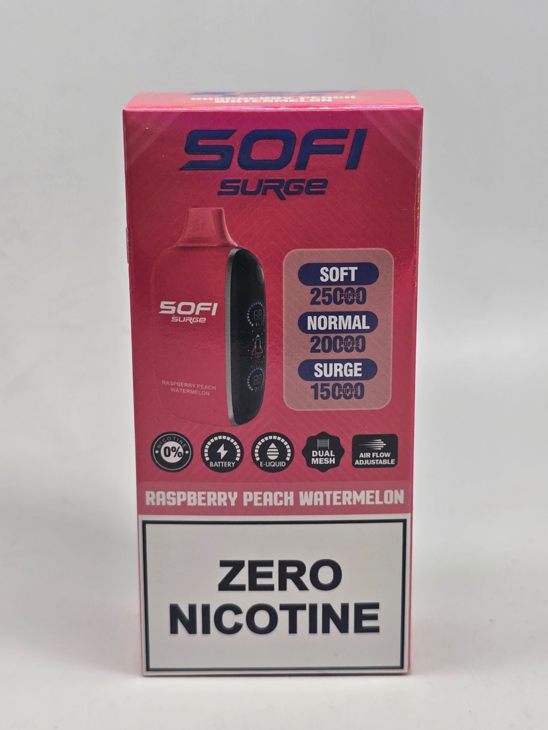 Sofi Surge 25k Zero Nicotine Raspberry Peach Watermelon 