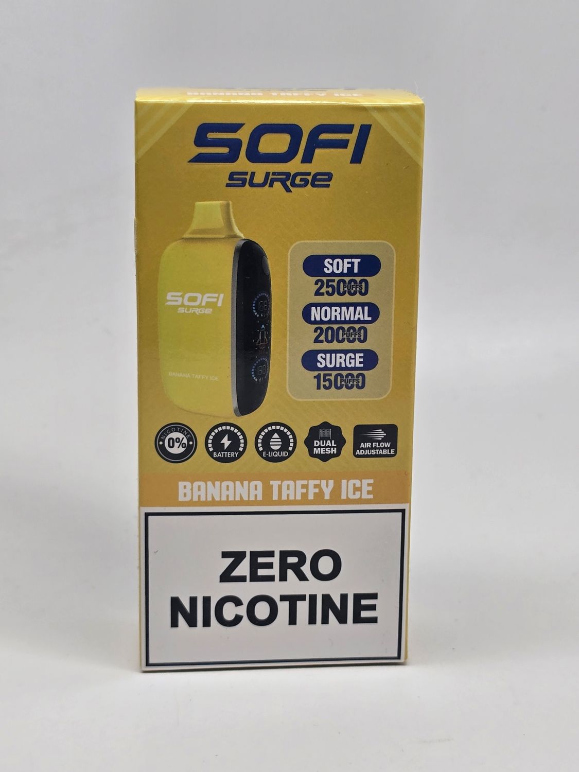 Sofi Surge 25k Zero Nicotine Banana Taffy Ice Sofi Surge 25k Zero Nicotine Banana Taffy Ice