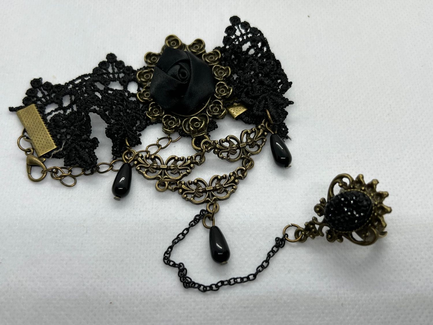 Gothic Spitze Armband mit Ring