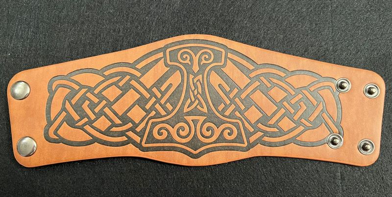 Kunstleder Armband - Thorshammer mit keltischen Knoten