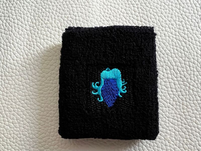 Handgelenk Schweißband - schwarz mit blauem Kopf