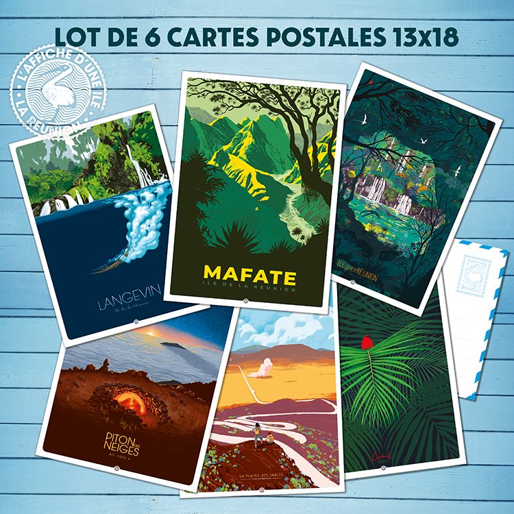 LOT DE 6 CARTES POSTALES EMBLÉMATIQUES