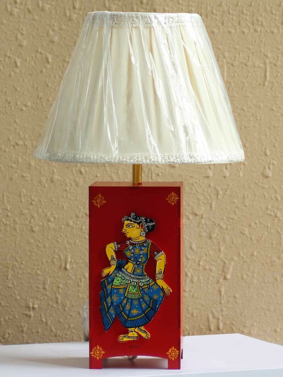 Handpainted Red Patachitra Dancer Table Lamp
