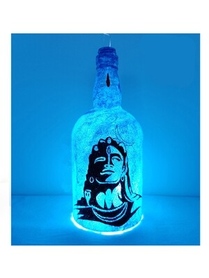 Handpainted Blue Mahadev Bottle Lamp