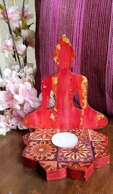 Buddha Floral Maroon Tealight Candle Holder