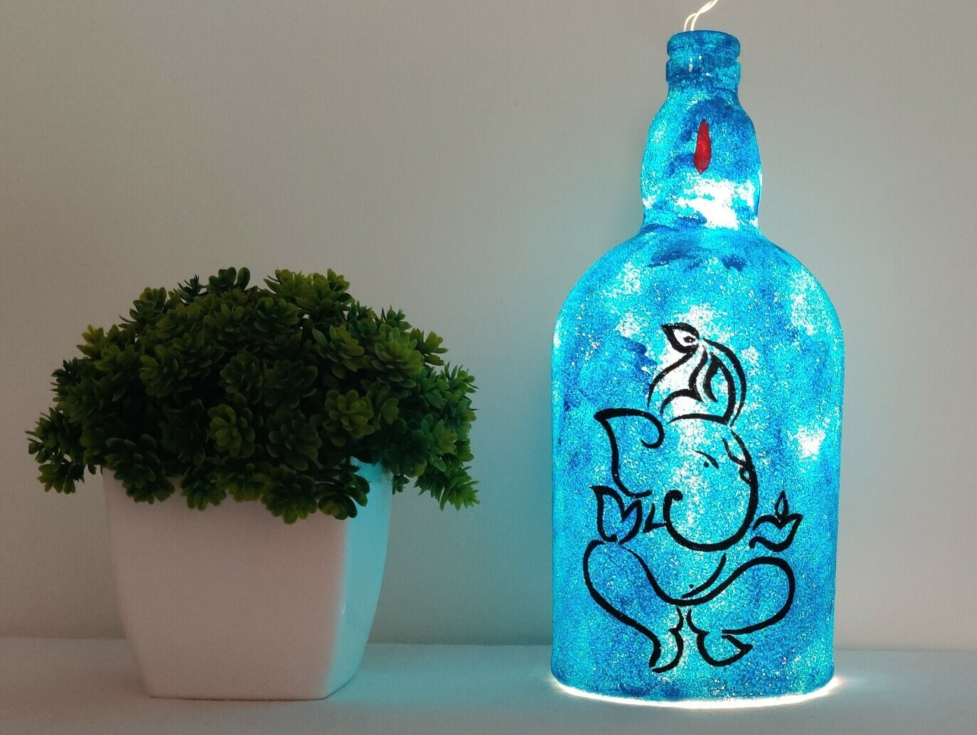 Blue Ganesha Bottle Lamp