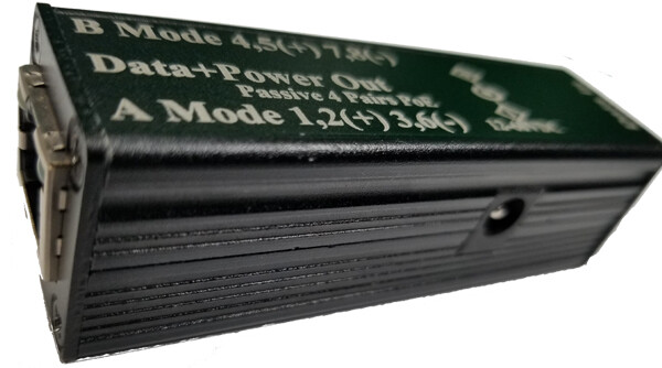 AV104PoE
Gigabit High Power PoE Injector 
Power all 4 Pairs 1,2,4,5(+) & 3,6,7,8(-)   
Vin 12 - 60V 80W