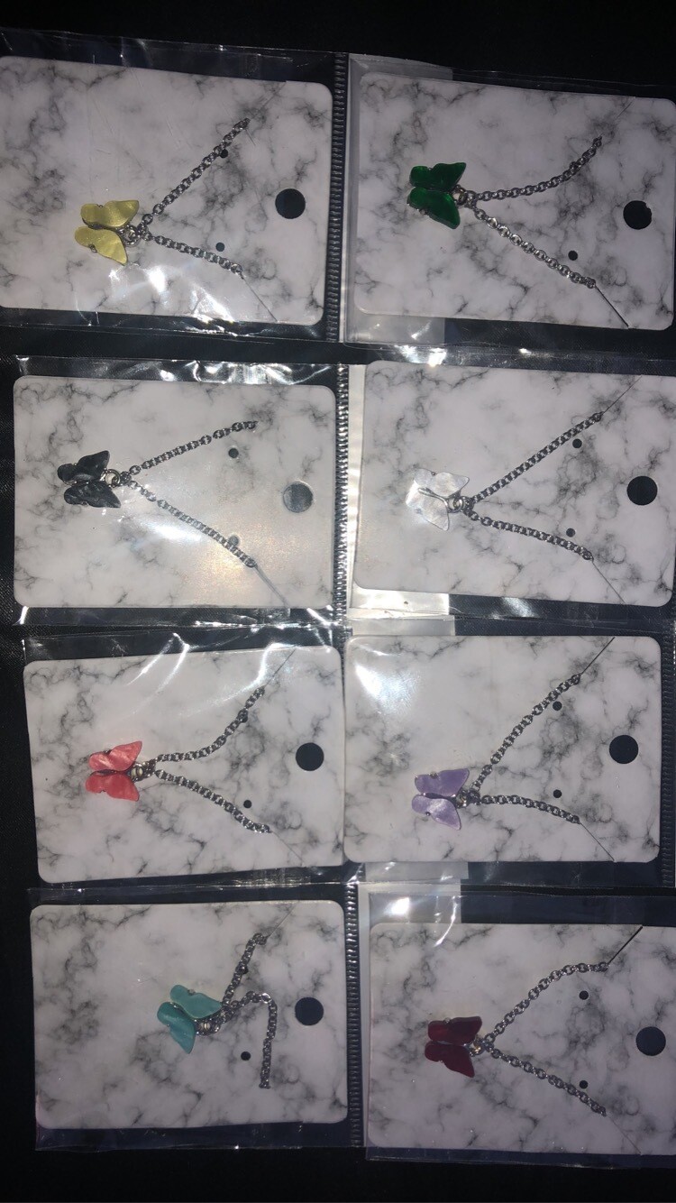 Silver butterfly necklaces