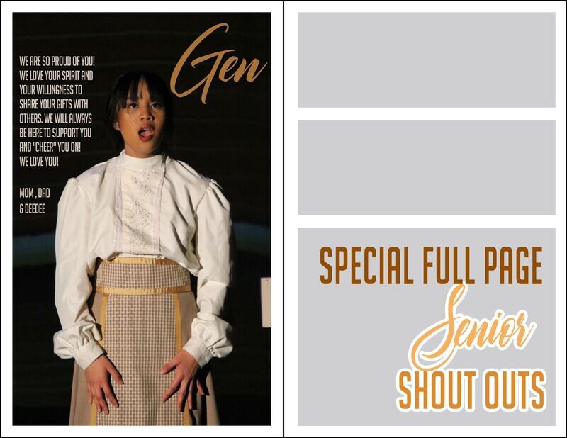 Full Page Color - SENIOR SPECIAL- Shout Out